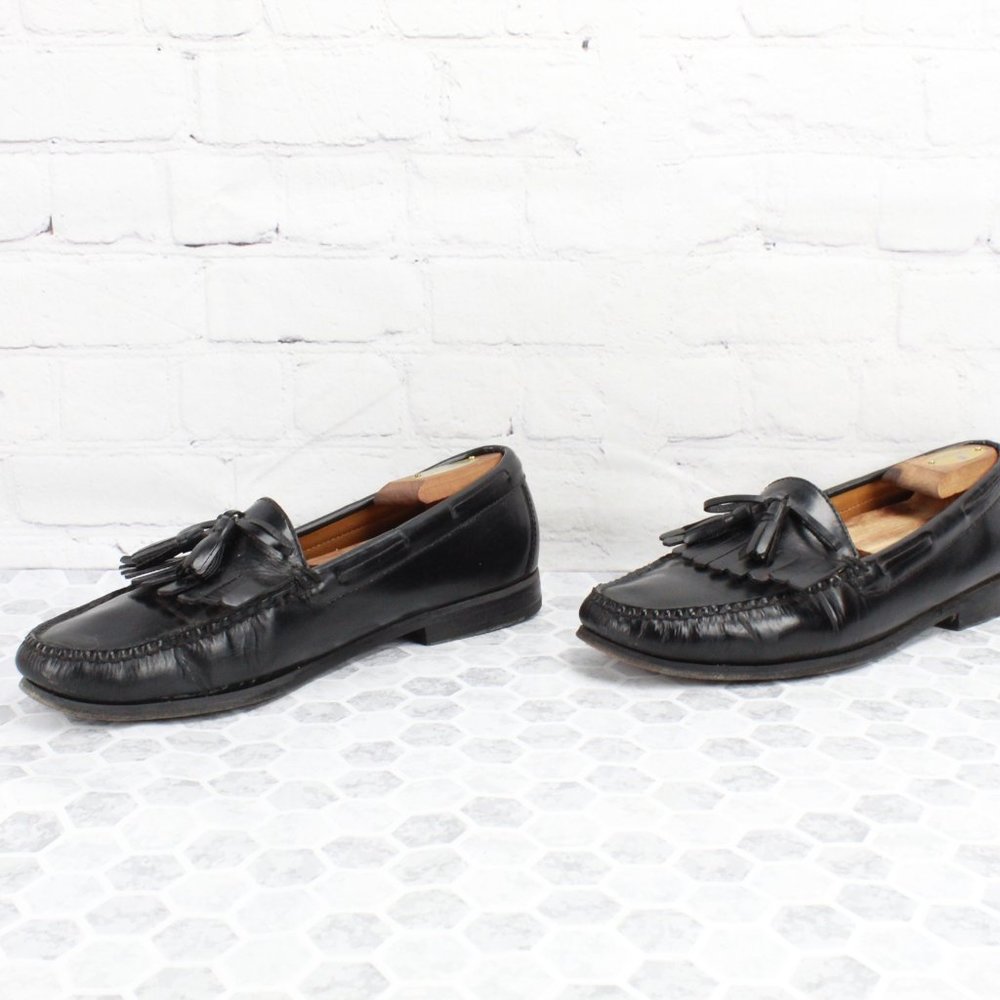 Cole Haan Black Leather Kilt Tassel Loafers Slip-on Dress Shoes Size 10 D - Picture 2 of 8